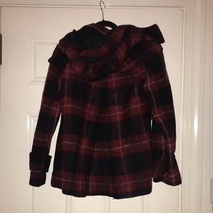 ZARA Burgungy Plaid Peacoat